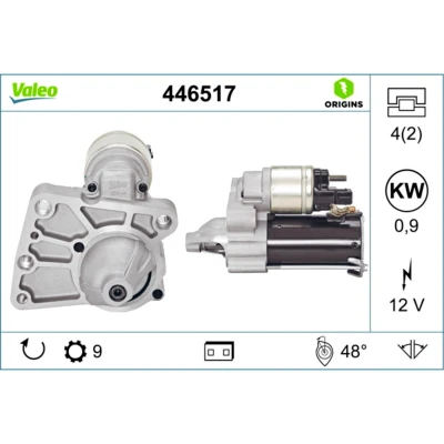 Imagem de VALEO 446517 Motor de arranque 12 0,9 9 NEW ORIGINAL PART CITROËN: C4 I Hatchback, Berlingo II Van, Grand Picasso, PEUGEOT: 207 Hatchback