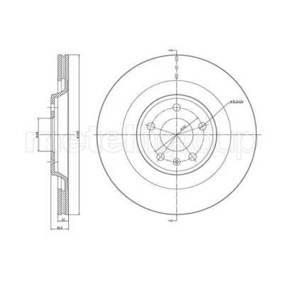 Imagem de METELLI Disco de travão AUDI: A4 B8 Avant, A5 Coupe, Q5 330,0mm 22,0mm 5 68,0mm ventilado pintado 23 1339C 8K0615601C Discos