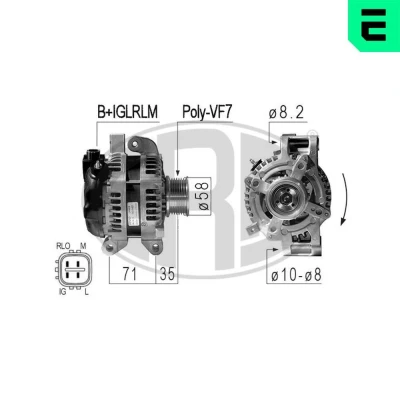 Imagem de ERA 210842A Alternador 14V 100A TOYOTA: Auris Hatchback, Avensis II Station Wagon, Corolla Verso