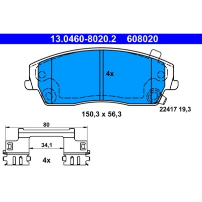 Imagem de ATE 13.0460 8020.2 Jogo de pastilhas para travão disco com avisador sonoro desgaste acessórios CHRYSLER: 300C Sedan, Touring