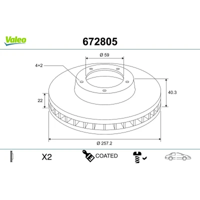Imagem de VALEO Disco de travão FIAT: Punto II Hatchback, Stilo BRAVO 2, ABARTH: 500 / 595 695 500C 595C 695C Cabrio 672805 46445892