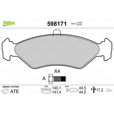 Imagem de VALEO 598171 Jogo de pastilhas para travão disco FORD: FIESTA 4, 3, Puma, MAZDA: 121 III Hatchback