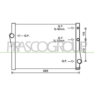 Imagem de PRASCO BM822R002 Radiador, arrefecimento do motor Alumínio 587mm 428mm 40mm com acoplamentos rápidos Aletas de refrigeração soldadas
