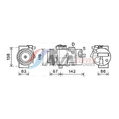 Imagem de PRASCO KAK216 Compressor DV16 PAG 46 R 134a KIA: SORENTO 2