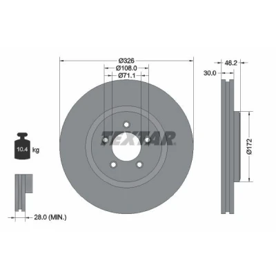 Imagem de TEXTAR PRO+ 92173505 Disco de travão JAGUAR: XF Sedan, XJ S Type