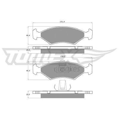 Imagem de TOMEX brakes TX 12 52 Jogo de pastilhas para travão disco Eixo dianteiro FORD: FIESTA 4, 3, Puma, MAZDA: 121 III Hatchback