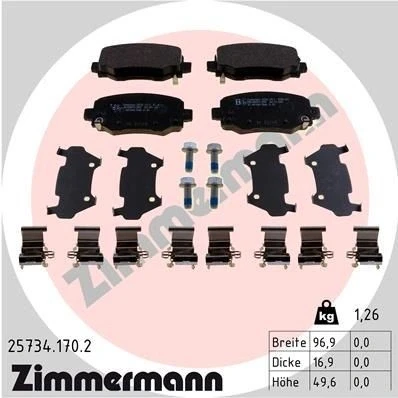 Imagem de ZIMMERMANN 25734.170.2 Jogo de pastilhas para travão disco JEEP: Cherokee V