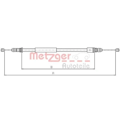 Imagem de METZGER 10.4713 Cabo de Freio Mão traseira esquerda, direita, à direita 1505/1233 Travões disco COFLE CITROËN: Saxo Hatchback