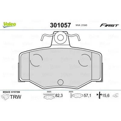 Imagem de VALEO 301057 Jogo de pastilhas para travão disco FIRST Eixo traseiro excl. contacto aviso desgaste com chapa anti ruído