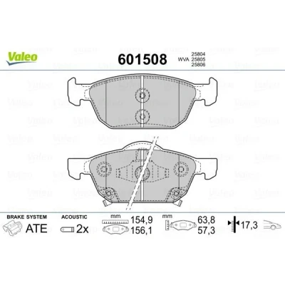 Imagem de VALEO 601508 Jogo de pastilhas para travão disco Eixo dianteiro incl. contacto aviso desgaste com chapa anti ruído HONDA: CIVIC 9