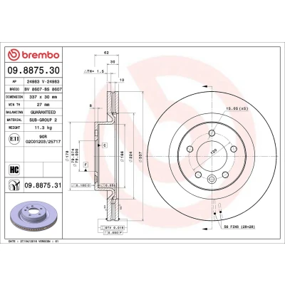 Imagem de BREMBO Disco de travão LAND ROVER: Range Rover Sport, Discovery 3 COATED DISC LINE 30mm 5 interior ventilado revestido alto carbono 09.8875.31