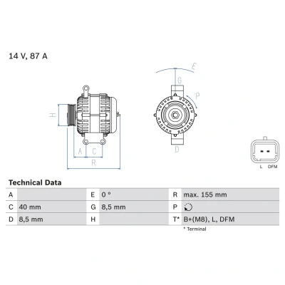 Imagem de BOSCH 0 986 042 720 Alternador 14V 87A RENAULT: CLIO 2, 2 Kasten, Kangoo I Express