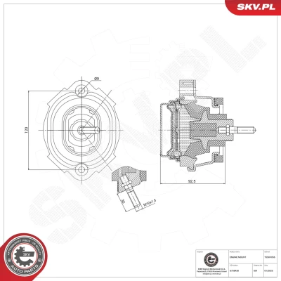 Imagem de ESEN SKV 75SKV056 Suporte, motor à frente Apoio hidráulico Alumínio, Borracha 93mm BMW: X5 (E53) 3.0 i 2000 2006