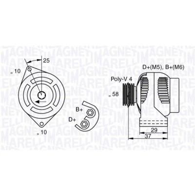 Imagem de MAGNETI MARELLI 063341658010 Alternador 12V 75A SMART: City Coupe, Roadster Cabrio