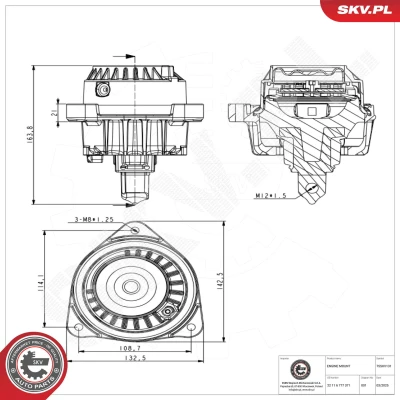 Imagem de ESEN SKV 75SKV131 Suporte, motor de ambos os lados Apoio hidráulico Borracha, Plástico 160mm 170mm BMW: 5 Sedan, Touring
