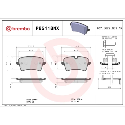 Imagem de BREMBO Jogo de pastilhas para travão disco P85118NX