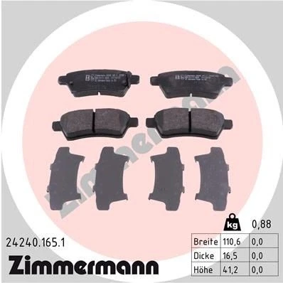 Imagem de ZIMMERMANN 24240.165.1 Jogo de pastilhas para travão disco com avisador sonoro desgaste A imagem corresponde ao volume fornecimento