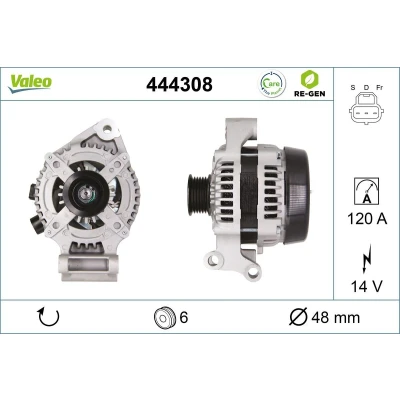 Imagem de VALEO 444308 Alternador 14V 120A FORD: Focus 2 Kombi, 2, VOLVO: S40 II