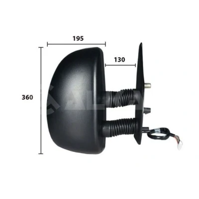 Imagem de espelho retrovisor Alkar 9240921 à direita elétrico aquecível, com grande angular, braço do comprido, convexo para veículo volante