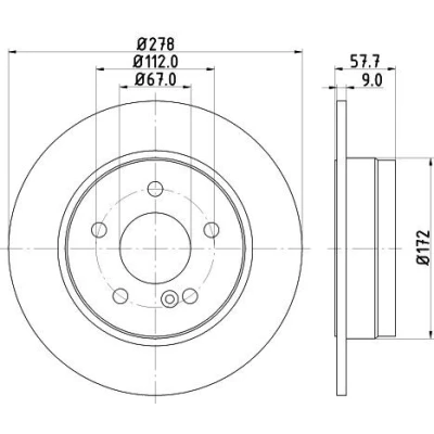 Imagem de HELLA PRO 8DD 355 114 181 Disco de travão 278 9 05/06 112 cheio revestido sem pernos fixação da roda, cubo roda