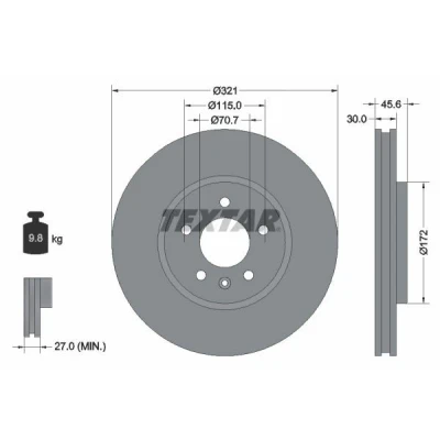 Imagem de TEXTAR PRO 92256803 Disco de travão 321 30 05/06 115 interior ventilado revestido sem pernos fixação da roda, cubo roda