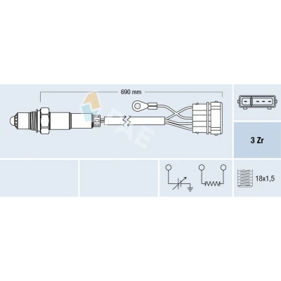Imagem de FAE 77111 Sonda lambda com aquecimento VOLKSWAGEN: GOLF 3, 2, Corrado, SEAT: Ibiza Córdoba I Sedan, TOLEDO 1