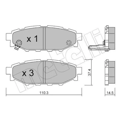Imagem de METELLI 22 0764 0 Jogo de pastilhas para travão disco com avisador sonoro desgaste SUBARU: Legacy 4, Forester IV, 4 Limousine