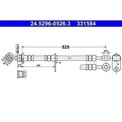 Imagem de ATE 24.5296 0526.3 Mangueira de Travão 525 M10x1