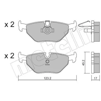 Imagem de METELLI 22 0210 0 Jogo de pastilhas para travão disco preparado indicador aviso desgaste BMW: 5 Sedan, Touring