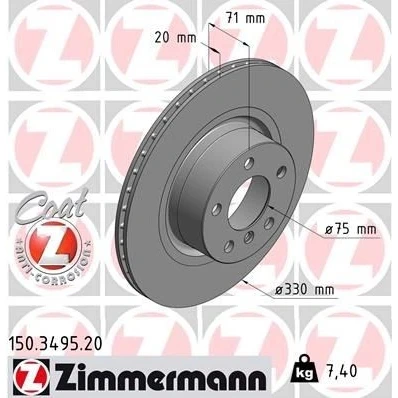 Imagem de ZIMMERMANN COAT Z 150.3495.20 Disco de travão 330 20 6/5 5 120 interior ventilado revestido alto carbono BMW: X3, X4