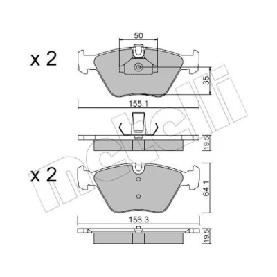 Imagem de METELLI 22 0207 0 Jogo de pastilhas para travão disco preparado indicador aviso desgaste BMW: 5 Sedan, Touring