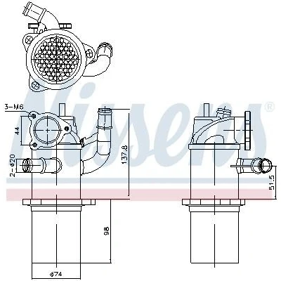 Imagem de NISSENS 989423 Radiador EGR sem &#039;bypass&#039; de vácuo
