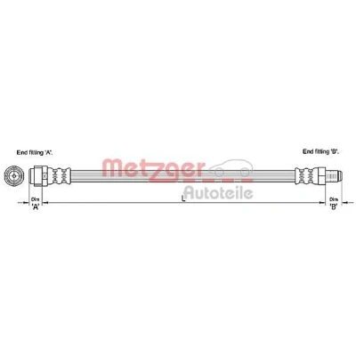 Imagem de METZGER 4110284 Mangueira de Travão 550 MERCEDES BENZ: Classe ML