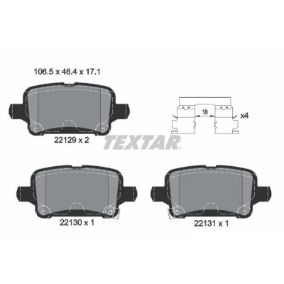 Imagem de TEXTAR 2212901 Jogo de pastilhas para travão disco com avisador sonoro desgaste acessórios OPEL: Astra K Hatchback, Sports Tourer