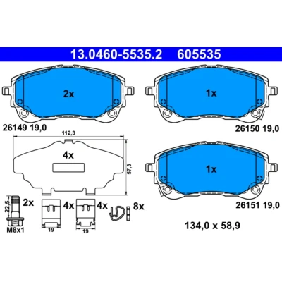 Imagem de ATE 13.0460 5535.2 Jogo de pastilhas para travão disco TOYOTA: Corolla XII Carrinha, Hatchback