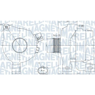 Imagem de MAGNETI MARELLI 063732001010 Alternador 14V 180A VOLVO: V60 I, XC60 I