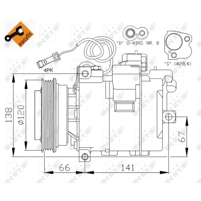 Imagem de NRF EASY FIT 32104 compressor 7SBU16C 12 PAG 46 com óleo de PAG, retentor AUDI: A6 C5 Sedan, Avant, A4 B5 Avant