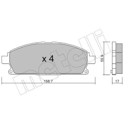 Imagem de METELLI 22 0406 0 Jogo de pastilhas para travão disco excl. contacto aviso desgaste NISSAN: X Trail