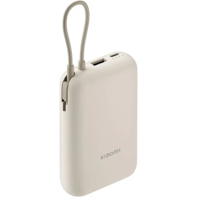 Imagem de Xiaomi Powerbank 10000mAh com Cabo Integrado Bege
