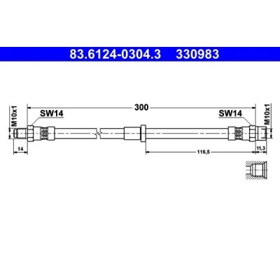 Imagem de ATE 83.6124 0304.3 Mangueira de Travão 300 M10x1 VOLVO: S60 I
