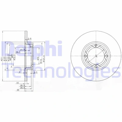 Imagem de DELPHI BG2533 Disco de travão 211 10 4 cheio oleado não tratado sem o rolamento da roda, anel sensor do ABS