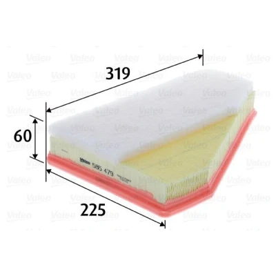 Imagem de VALEO 585479 Filtro de ar 60 225 319 Cartucho filtrante CHRYSLER: PT Cruiser Carrinha