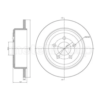 Imagem de METELLI Disco de travão 316,2mm 12,0mm 5 72,0mm cheio pintado 23 1684C 52129250AA Discos