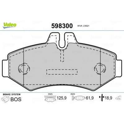 Imagem de VALEO 598300 Jogo de pastilhas para travão disco Eixo traseiro excl. contacto aviso desgaste sem chapa anti ruído