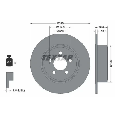 Imagem de TEXTAR PRO 92234803 Disco de travão 320 10 05/05 114,3 cheio revestido sem pernos fixação da roda, cubo roda CHRYSLER: 300C Sedan