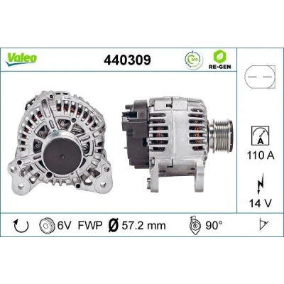 Imagem de VALEO 440309 Alternador 14V 110A SEAT: Ibiza 4 Sportcoupe, VOLKSWAGEN: Polo V Hatchback