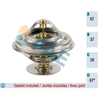 Imagem de FAE 5302687 Termóstato, líquido de refrigeração 87 com juntas AUDI: Coupe B3, 80 B4 Avant, A6 C4 Sedan, VOLVO: V70 I, 850 Carrinha, S80 I