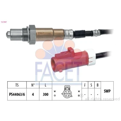 Imagem de FACET 10.7687 Sonda lambda Made in Italy OE Equivalent com aquecimento, plana, Rosca pré lubrificada 4 FORD: FIESTA 5, 6, KA Hatchback