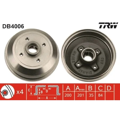 Imagem de TRW DB4006 Tambor de Travão 227,5 OPEL: Corsa B Hatchback, A CC, Van