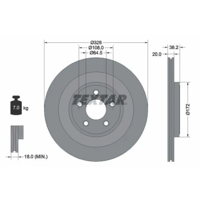 Imagem de TEXTAR PRO+ 92178005 Disco de travão 326 20 05/05 108 interior ventilado revestido alto carbono sem pernos fixação da roda, cubo roda
